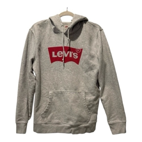 Levi’s Gray Logo Hoodie Pullover Sweatshirt Size M - Picture 1 of 13